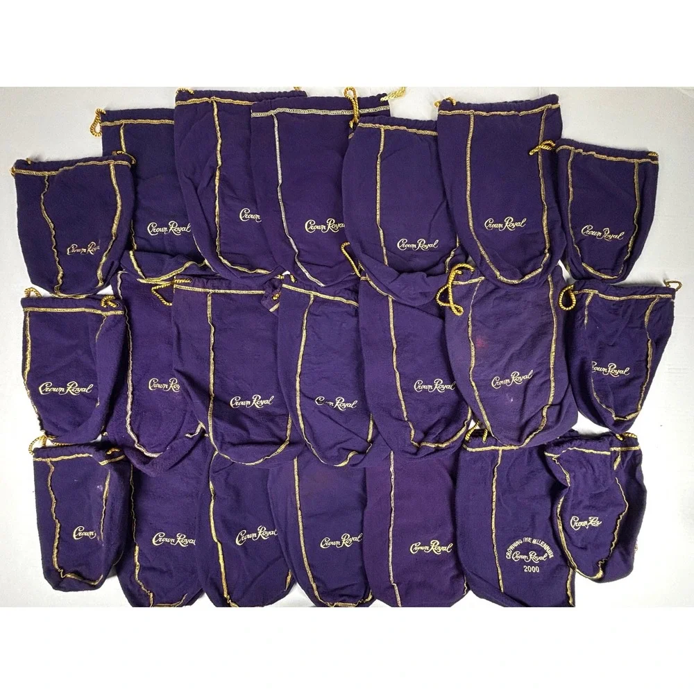 Crown Royal Purple Velvet Bags Lot 20+ Drawstring Pouches Collectible Party Gift